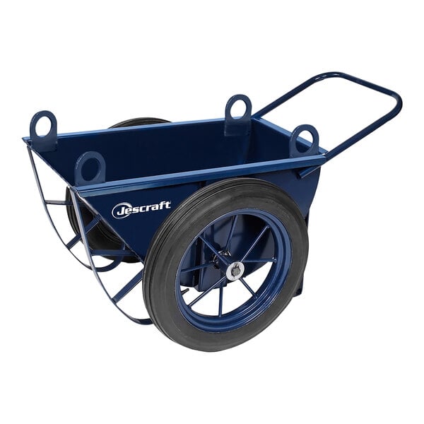 A blue Jescraft steel Georgia buggy with 27" pneumatic wheels and black handles.