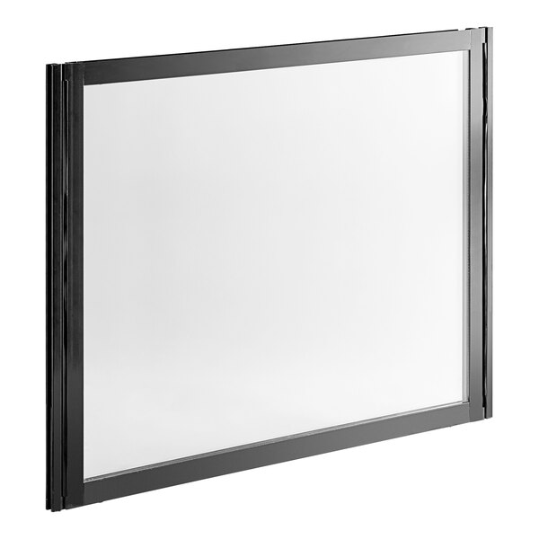 An Avantco sliding glass door with a black frame.