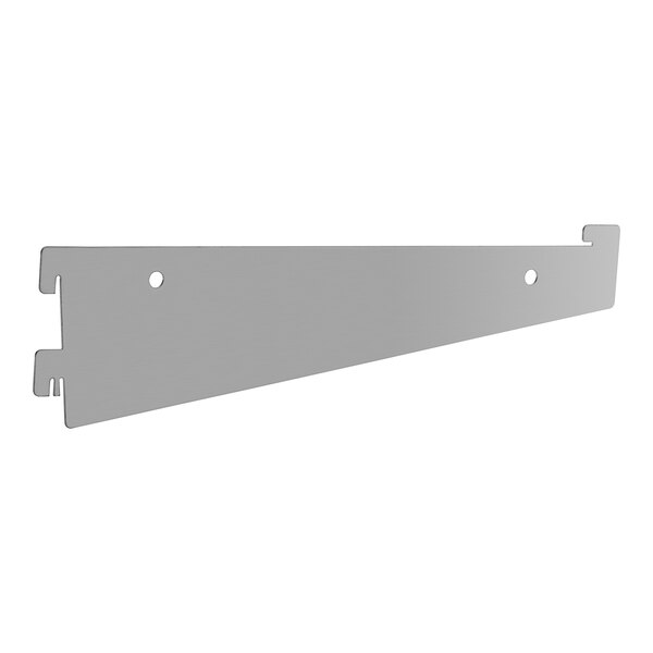 A white rectangular metal bracket with two holes.