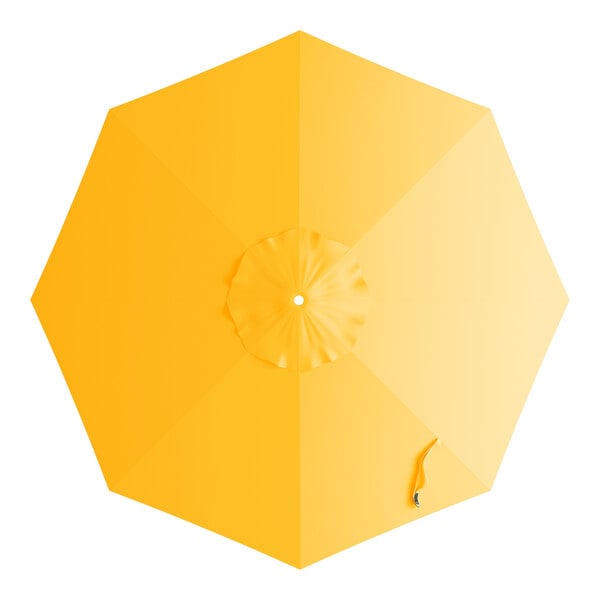 A yellow umbrella canopy for a Lancaster Table & Seating aluminum crank lift auto tilt umbrella.