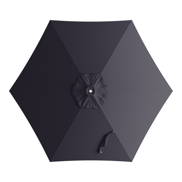 A black umbrella with a handle.