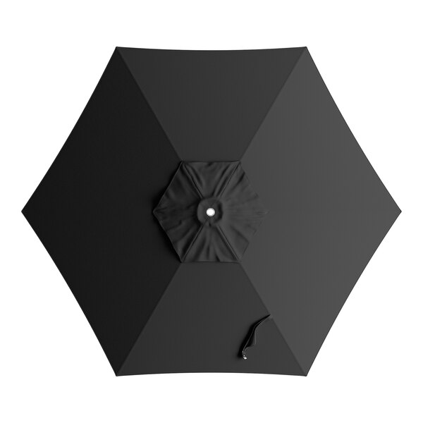 A black umbrella canopy with a white circle in the center.