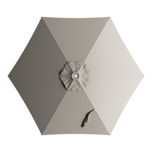 A gray round umbrella canopy with a hole in the center.