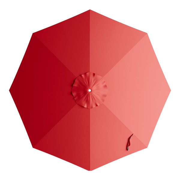 A red umbrella canopy for aluminum umbrellas with a handle.