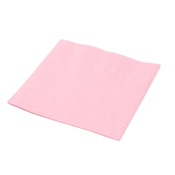 A pink Hoffmaster beverage napkin on a white background.