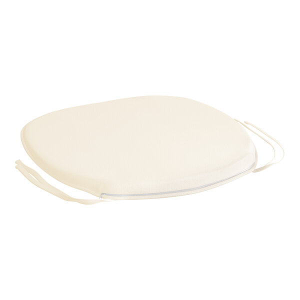 A white cushion for a Lancaster Table & Seating chair and bar stool with ties.