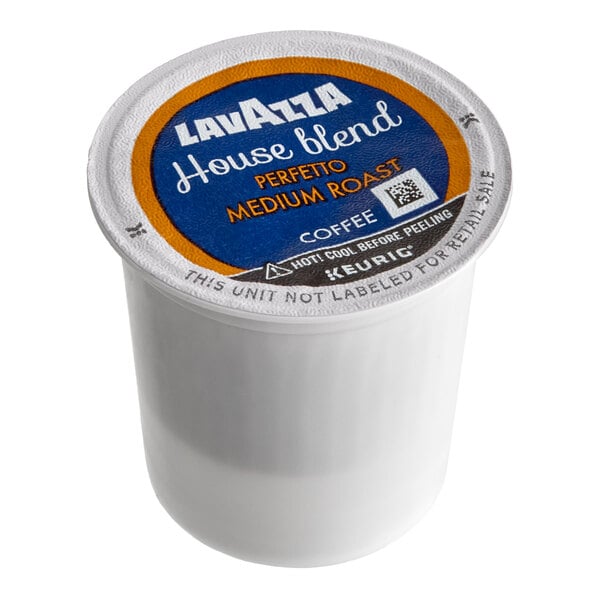 A single-serve Lavazza Perfetto House Blend medium roast coffee pod for Keurig machines.