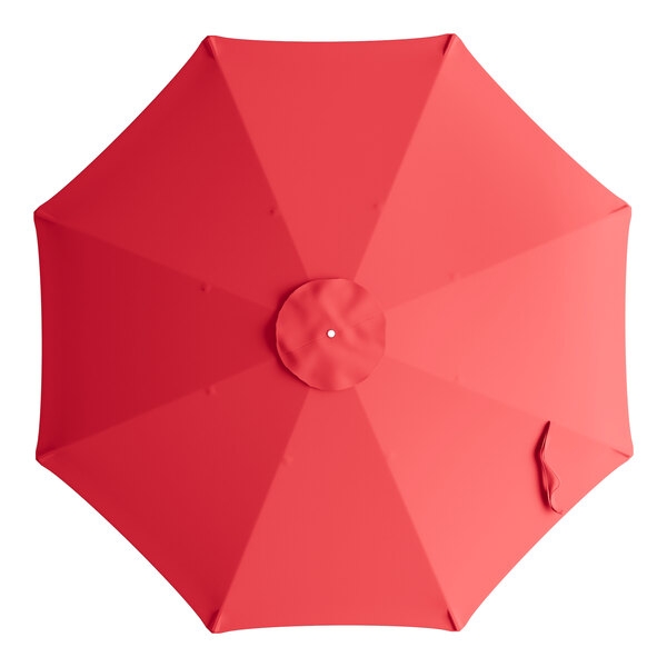 A red umbrella canopy with a white background.