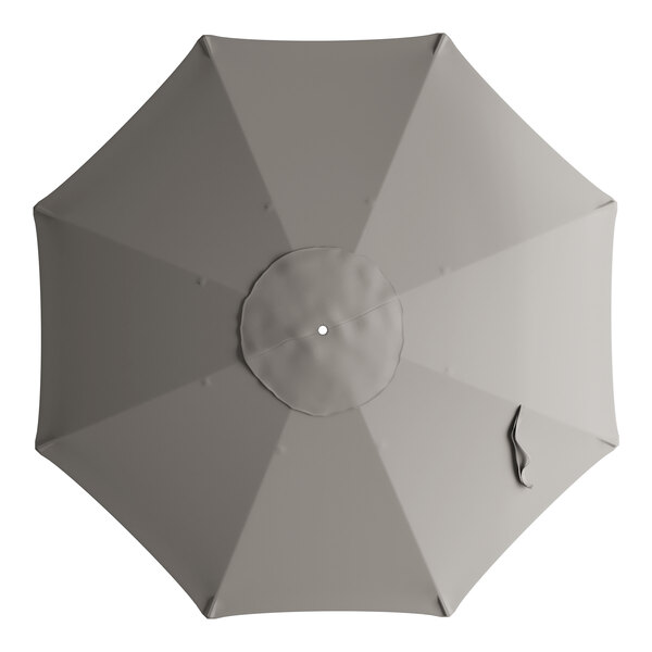 A grey Lancaster Table & Seating umbrella canopy with a white handle.