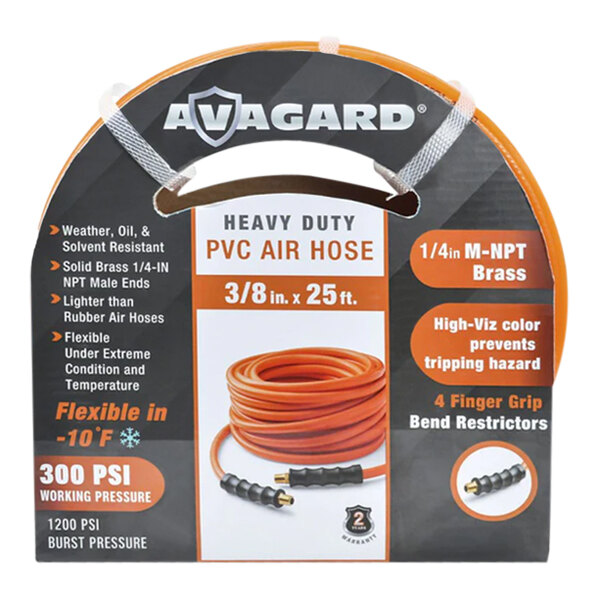 A coil of BluBird Avagard 3/8" x 25' PVC air hose.