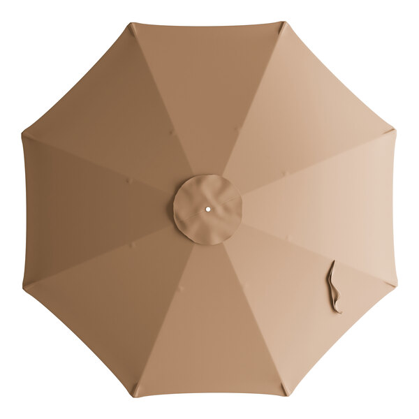 A top view of a tan Lancaster Table & Seating umbrella canopy.