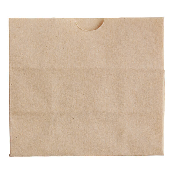 A natural brown Bagcraft paper bag with a hole in it.