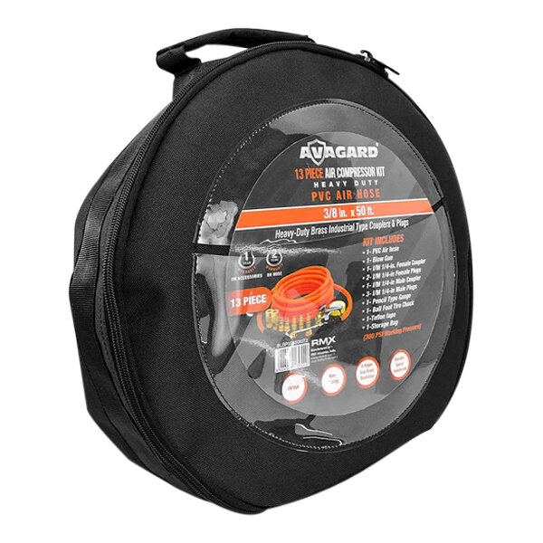 A BluBird Avagard PVC air hose kit in a black bag with a plastic bag inside.