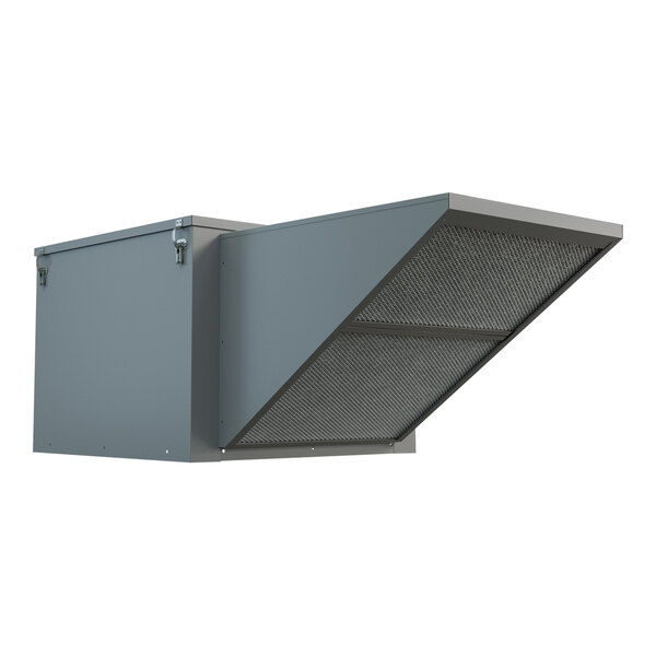 A grey metal box with a vent on top.