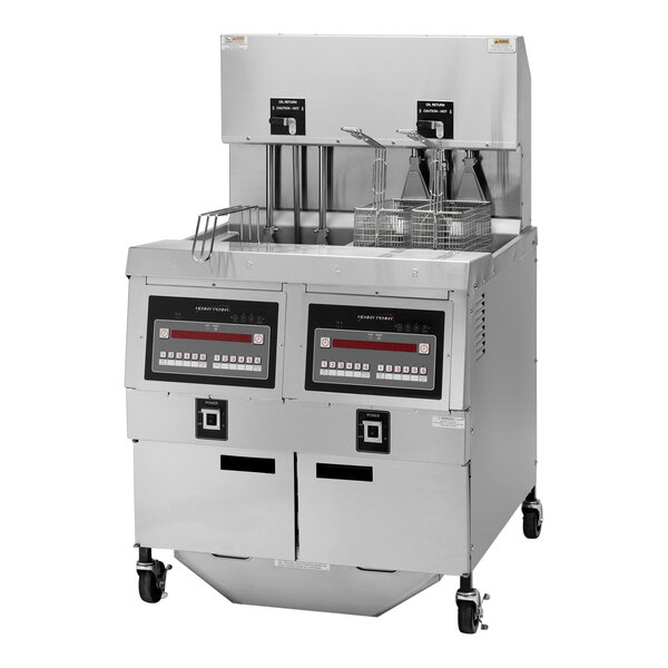 A large Henny Penny electric fryer with three containers and controls.