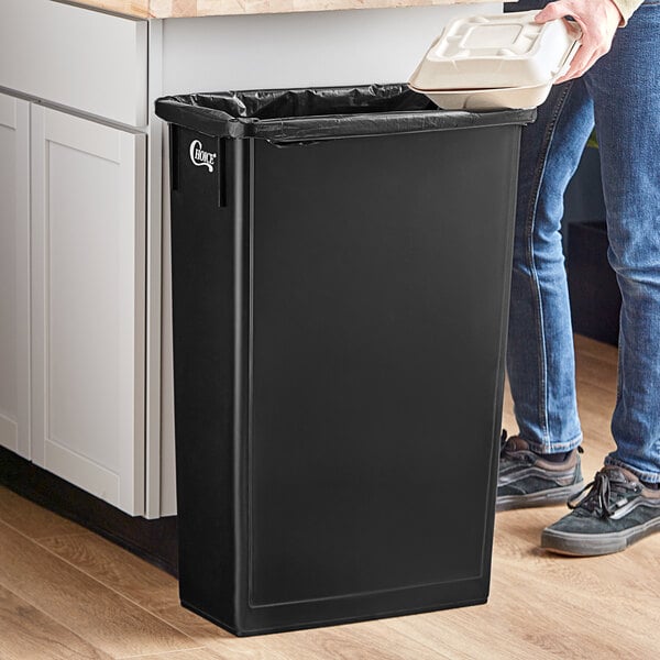 23 Gallon Trash Can (Black, Slim) - WebstaurantStore