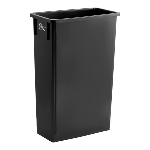 Choice 23 Gallon Black Slim Rectangular Trash Can