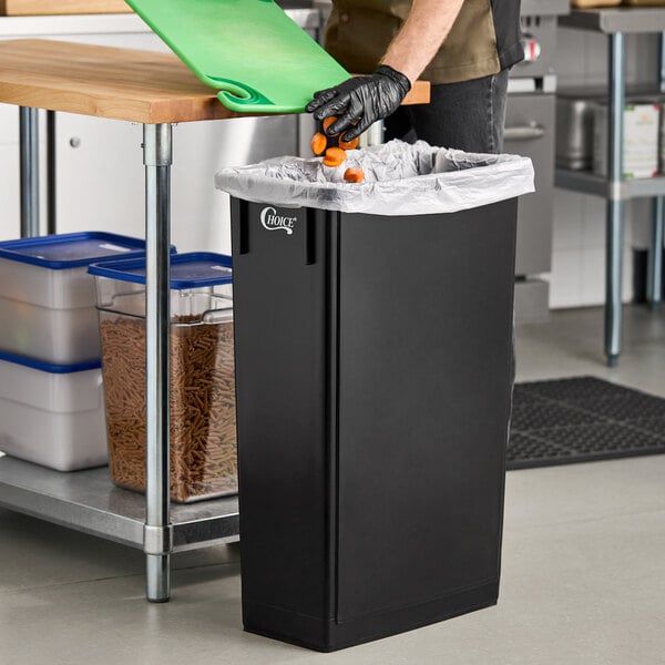 Choice 23 Gallon Black Slim Rectangular Trash Can