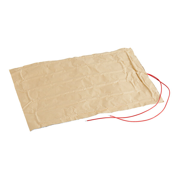 A brown paper bag with a red string.