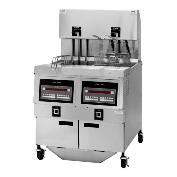 A Henny Penny natural gas fryer with three containers and controls.