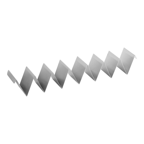 A white metal spiral shaped like a zigzag.