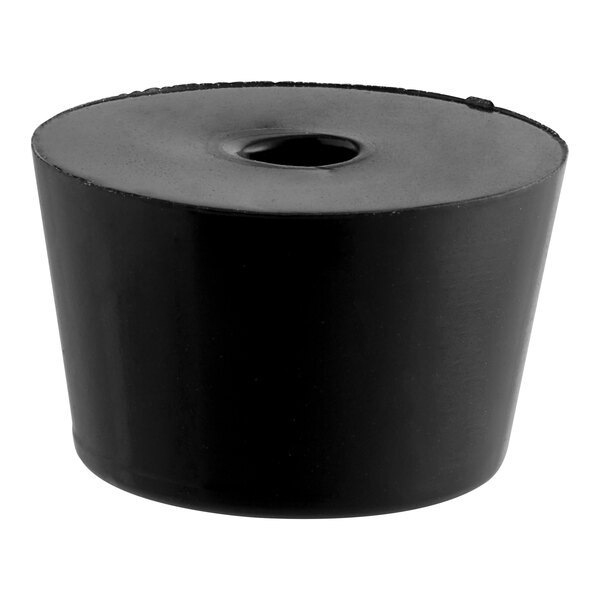 A black rubber cylinder with a hole in it.