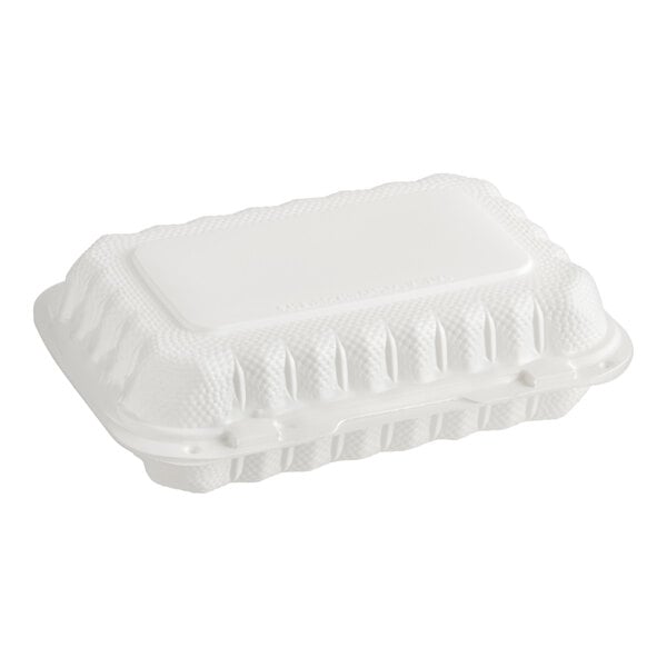 Choice 9" x 6" 1-Compartment Microwaveable White Mineral-Filled Plastic Hinged Take-Out Container - 150/Case