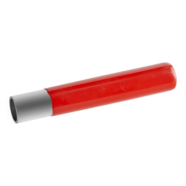 A red cylinder with a silver handle.