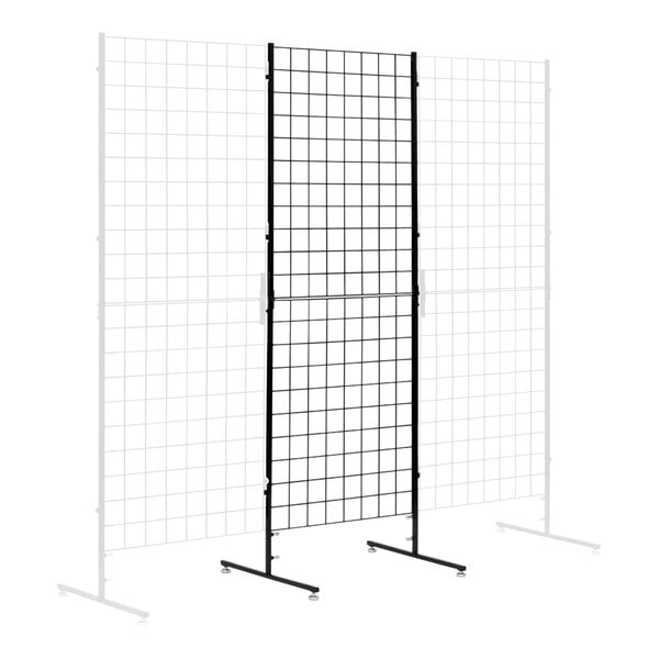 A black Grid & Go display panel with wheels.