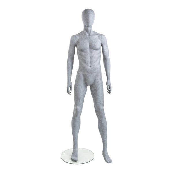 An Econoco male mannequin with arms at its sides and no shirt on.
