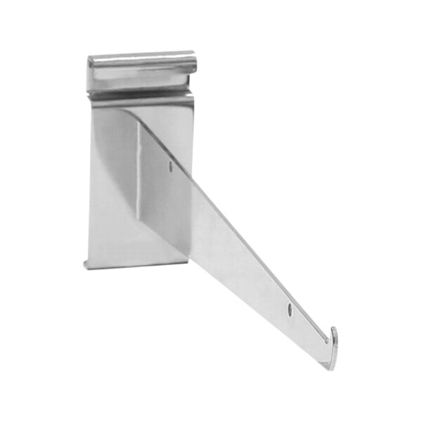 A silver metal 10" Chrome Steel Shelf Bracket.