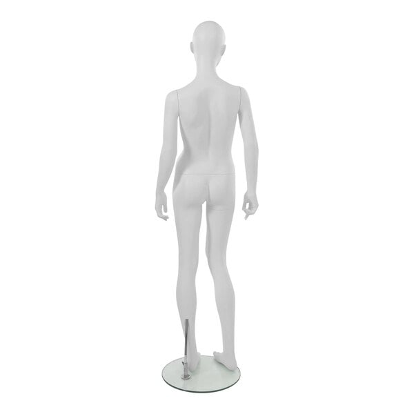 A white Econoco City Kid female mannequin on a stand.