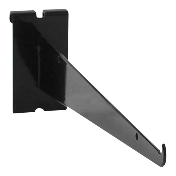 A black steel shelf bracket for grid and go displays.