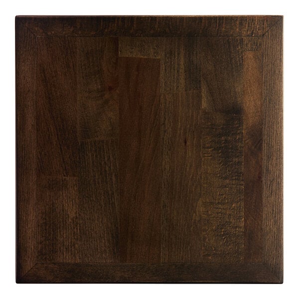 A Lancaster Table & Seating square wood table top with espresso finish.