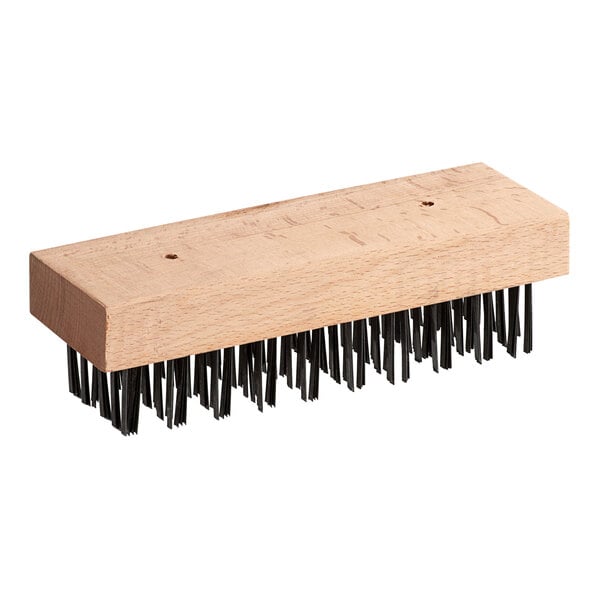A Choice carbon steel bristle grill brush head with black bristles.