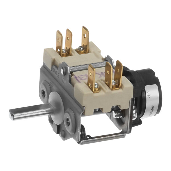 A close-up of a Garland 2 pole power switch with potentiometer.