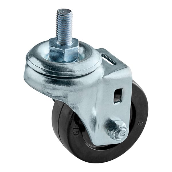 A Moffat metal swivel castor with a black wheel and bolt.