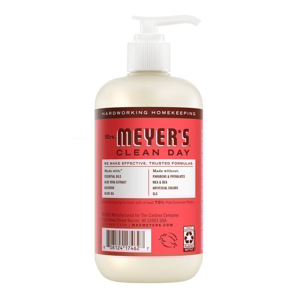 Mrs. Meyer's Clean Day 394967 12.5 oz. Rhubarb Scented Hand Soap with Pump - 6/Case