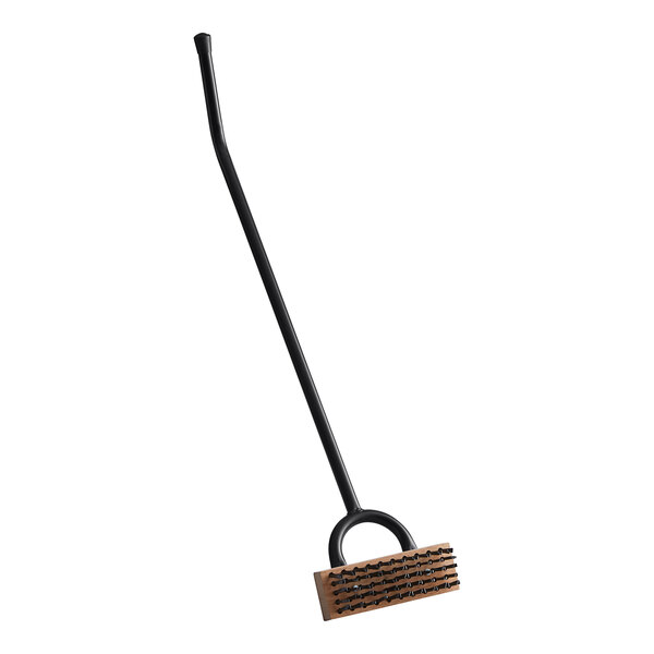 A black metal Choice grill brush with a wooden handle.