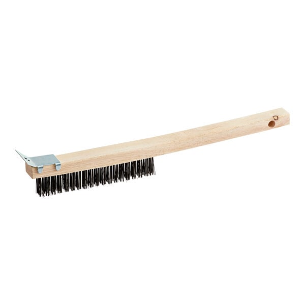 Choice 14" Stainless Steel Wire Bristle Grill / Oven Brush with Scraper