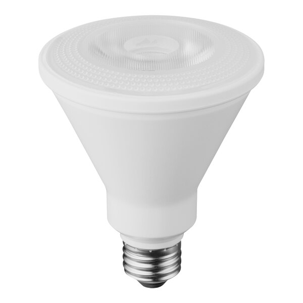 A TCP PAR30 LED light bulb with a round base.