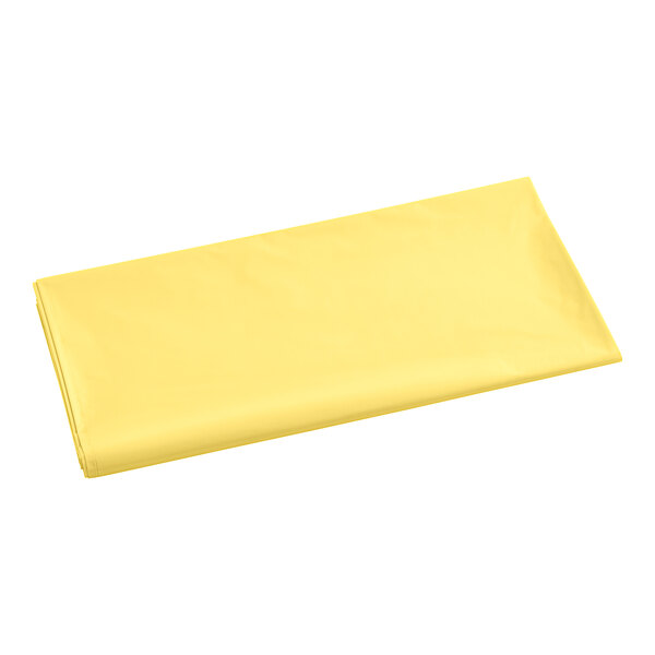 A yellow rectangular Table Mate plastic cover folded on a white background.