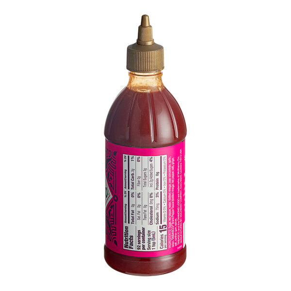 A bottle of TABASCO Sweet & Spicy Hot Sauce with a pink label.