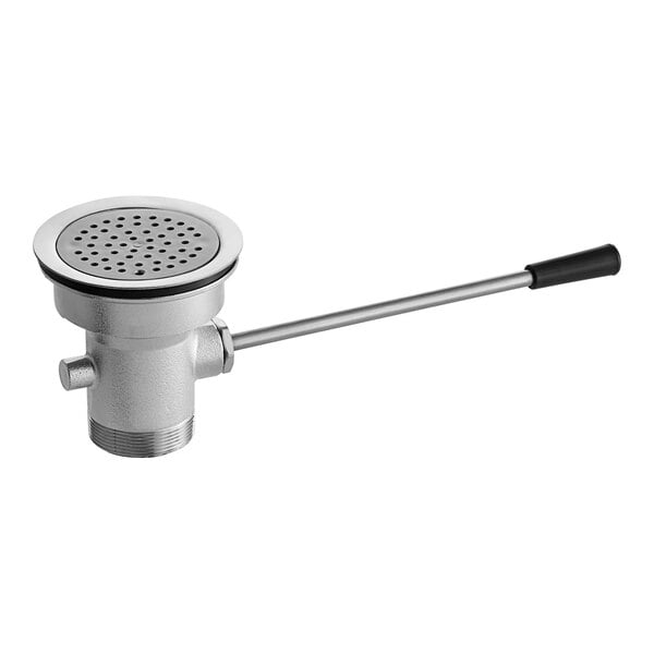 A Regency stainless steel waste valve with a metal lever handle.