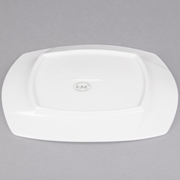 a white plate with green text