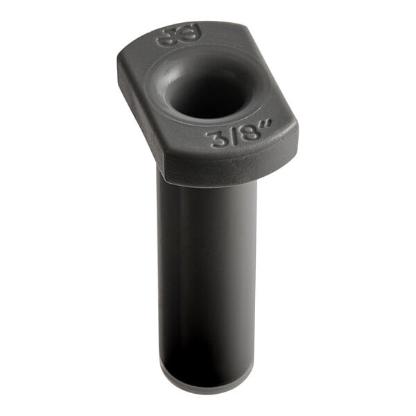 A black plastic tube with a hole in it.