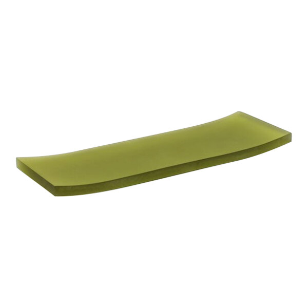 A green rectangular Room360 amenity tray.