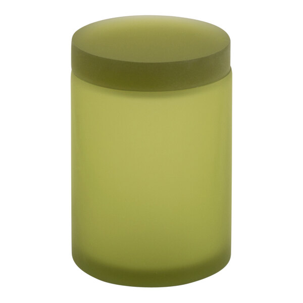 A Room360 Nassau green glass storage jar with lid.