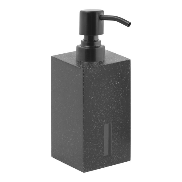 A Room360 Morocco Onyx soap dispenser with a matte black pump top.