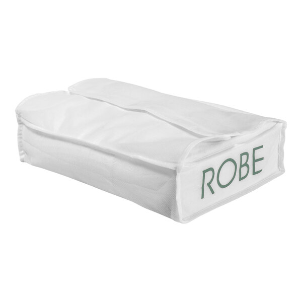 A white Room360 bag with green text that says "Robe"